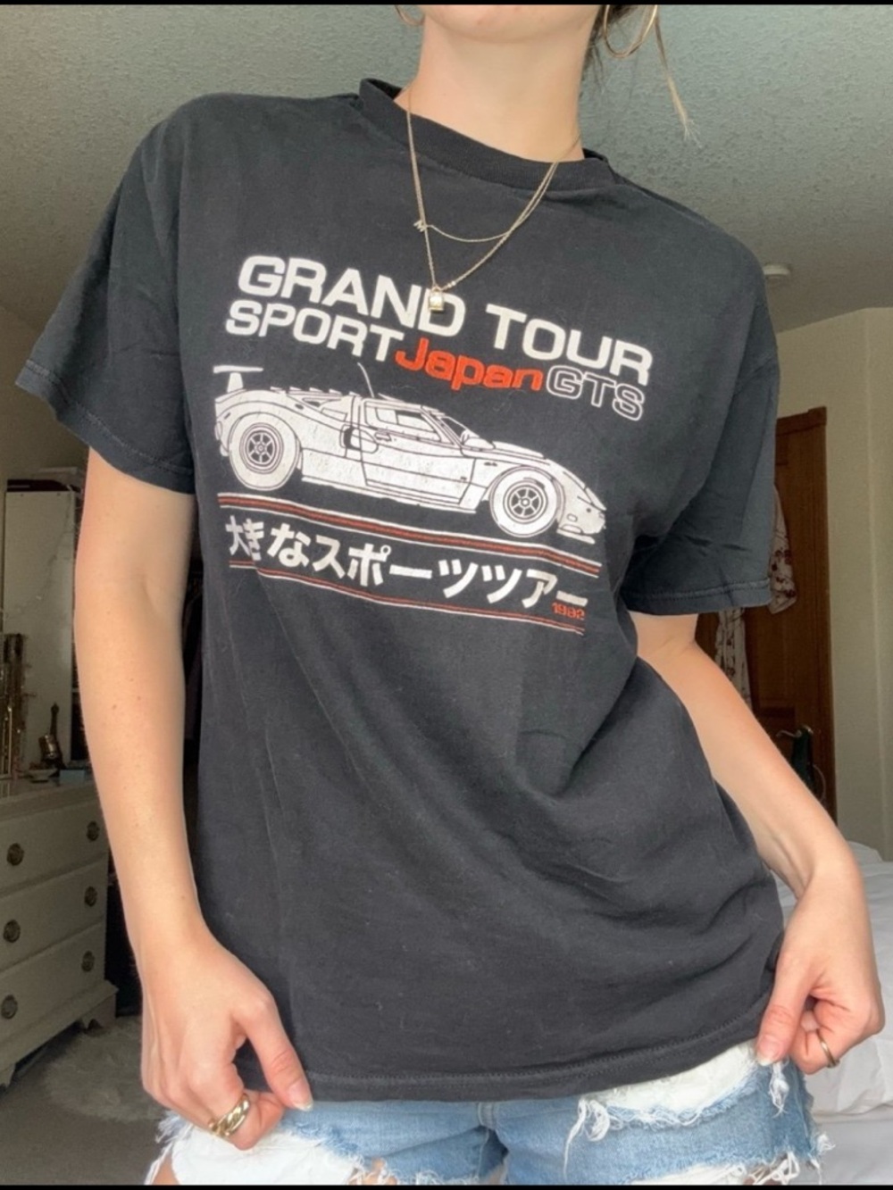 brandy melville black grand tour sport japan gts car oversized graphic t-shirt